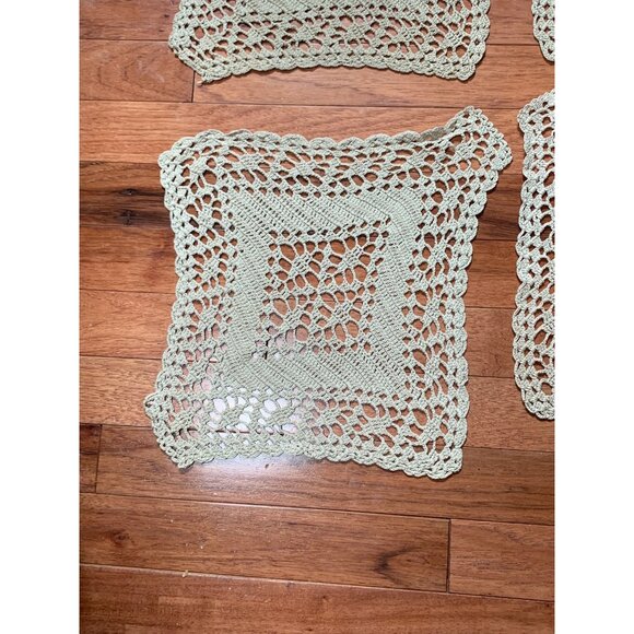 Set of 6 Handcrafted Beige Crochet Cotton Lace Doilies Home Decor 10"x11" - Picture 3 of 11